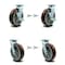 Service Caster 8 Inch Polyurethane Caster Set with Roller Bearings 4 Swivel Lock 2 Brake SCC SCC-30CS820-PPUR-TLB-BSL-2-BSL-2 - alternate 1